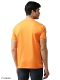 Micro polyester Solid Half Sleeves Dry-fit T-Shirt - Orange, M-40