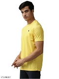 Micro polyester Solid Half Sleeves Dry-fit T-Shirt - Yellow, L-42