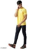 Micro polyester Solid Half Sleeves Dry-fit T-Shirt - Yellow, L-42