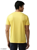 Micro polyester Solid Half Sleeves Dry-fit T-Shirt - Yellow, XXL-46.5