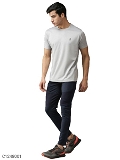 Micro polyester Solid Half Sleeves Dry-fit T-Shirt - Grey, XL-44