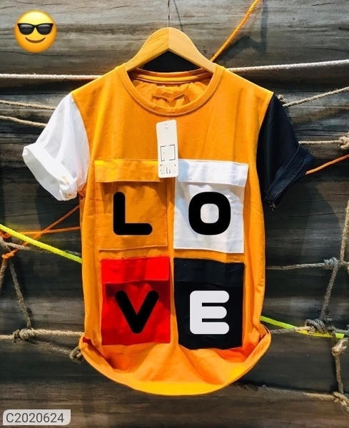 Cotton Printed Half Sleeves Round Neck T-Shirt - Orange, XL