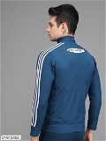 Lycra Solid Full Sleeves Slim Fit Mens Sports Jacket - Navy Blue, S
