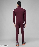 Lycra Solid Full Sleeves Regular Fit Mens Track Suit - Maroon, XL