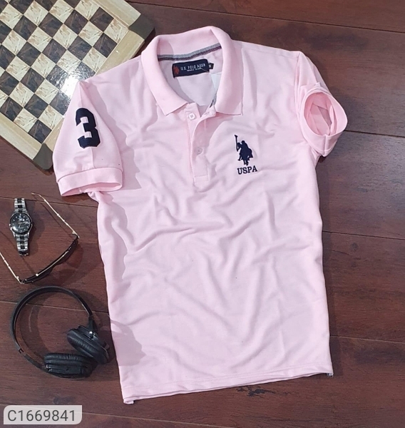 Cotton Solid Half Sleeves Polo T-Shirts Vol -1 - Pink, L-20.5