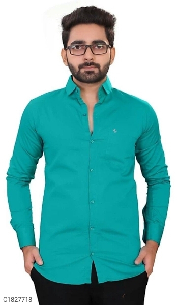 Cotton Solid Full Sleeves Regular Fit Formal Shirt Vol-6 - Green, XL