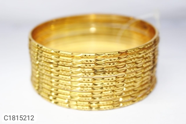 Trendy Gold Plated Bangles (12 PIECES OF BANGLES) - 2.4