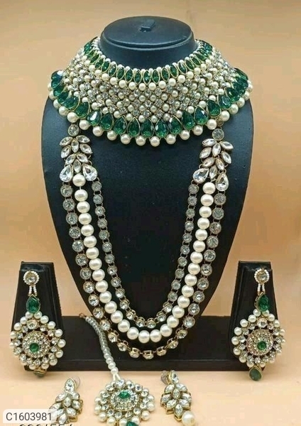 Beautiful Pearls & Stones Jewellery Sets (Pack of 2) - Green