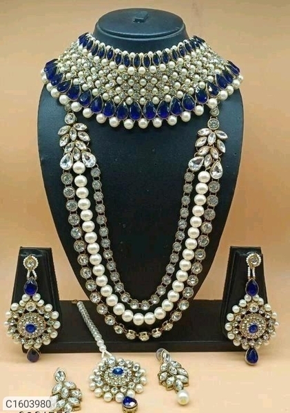 Beautiful Pearls & Stones Jewellery Sets (Pack of 2) - Blue