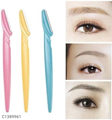 Eyebrow Face and Body Hair Threading and Removal Tweezers for Women Multicolor 3 Pieces (Pack of 1)