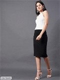 Women's Cotton Solid Skirts - Black (Long), M
