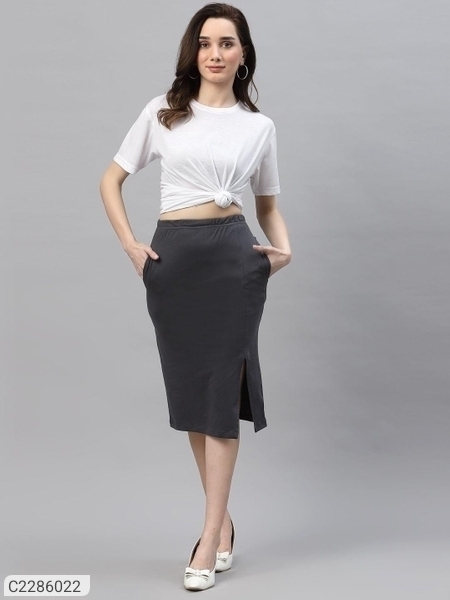 Rigo Women Dark Grey Bodycon Skirt - XL