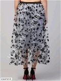 Women's Net Printed Skirt - Grey, S