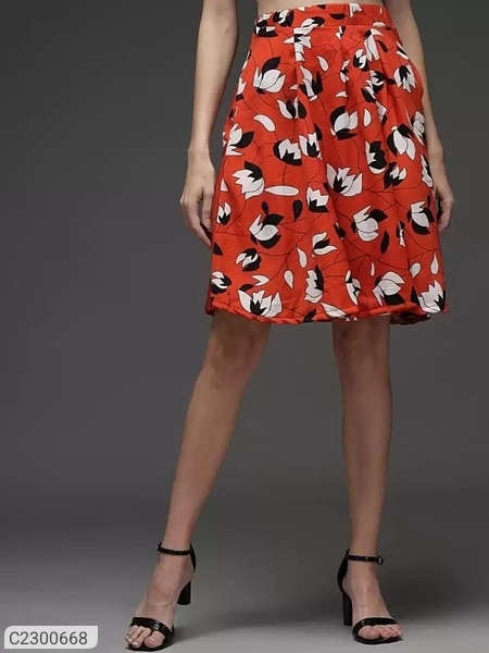 Darzi Women's Crepe Floral Print Flared Skirt - S