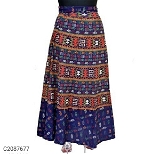 FREE SIZE Women's Cotton Printed Wrap Around Long Skirt - Multicolor