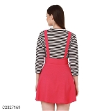 Women's Cotton Blend Solid Pinafore Skirt - Pink, 32