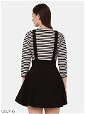 Women's Cotton Blend Solid Pinafore Skirt - Black, 28