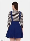 Women's Cotton Blend Solid Pinafore Skirt - Blue, 30