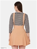 Women's Cotton Blend Solid Pinafore Skirt - Peach, 30
