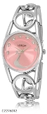 LOREM Pink Peacock Design Analog Watch For Women - Silver