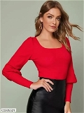 Darzi Women's Crepe Solid Tops - Red, M