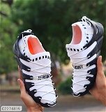 Men White & Black Mesh Running Non Marking Shoes - Black, 7