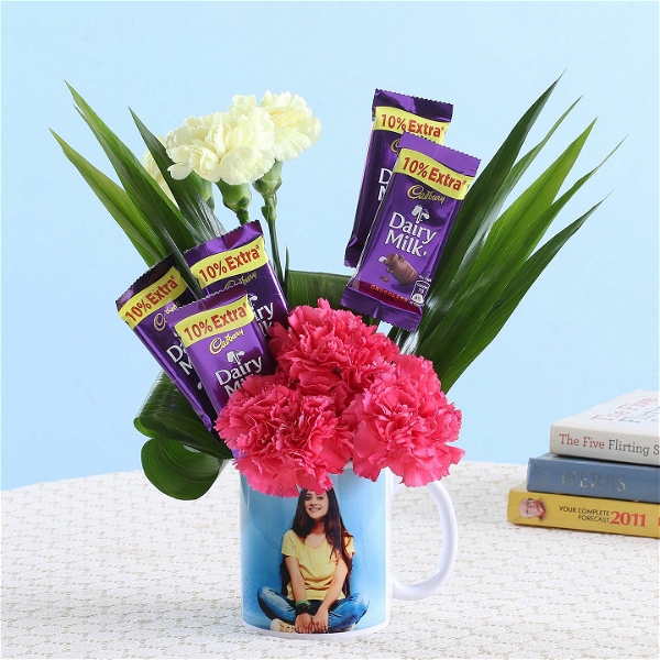 Pink Yellow Carnations In Picture Mug