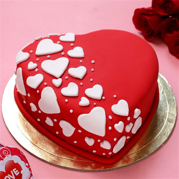 Special Hearts Truffle Fondant Cake - 500 Gram