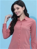 Women's Poly Viscose Solid Regular Fit Shirt - S, onione
