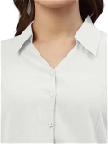 Women's Poly Viscose Solid Regular Fit Shirt - L, White