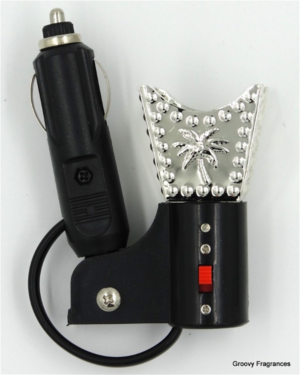 Groovy Fragrances Car Electric 12V Incense Burner for Bahkoor/Dhoop/Aromo Oil/Kapoor - Silver Color