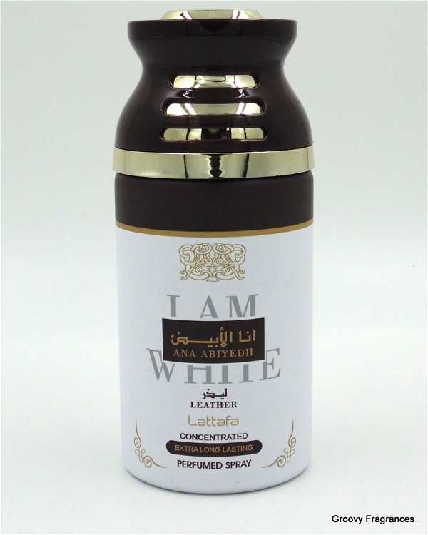 Lattafa I AM WHITE ANA ABHIYEDH Leather Long Lasting Perfumed Spray | Alcohol Free - 250ML