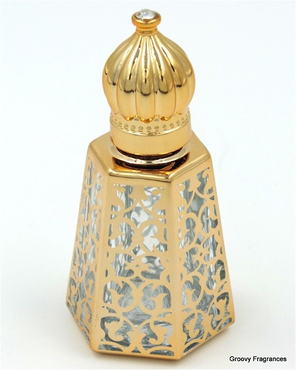 Groovy Fragrances Exclusive Golden Fancy Designer Bottle Empty Attar Bottle- V shape D3 - Gold