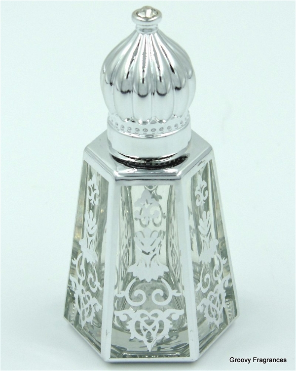 Groovy Fragrances Exclusive Golden Fancy Designer Bottle Empty Attar Bottle- V shape D1 - Silver