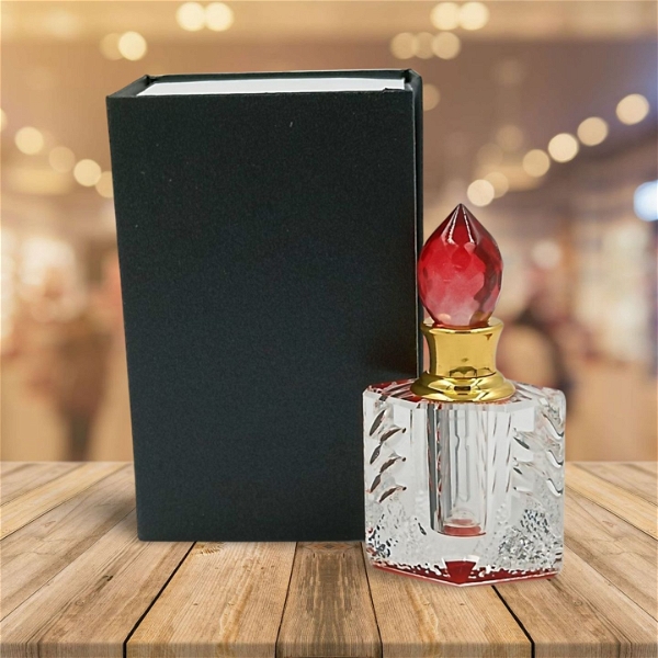 Groovy Fragrances Exclusive Designer Crystal Empty Attar Bottle 3ml with Box - D1-Red