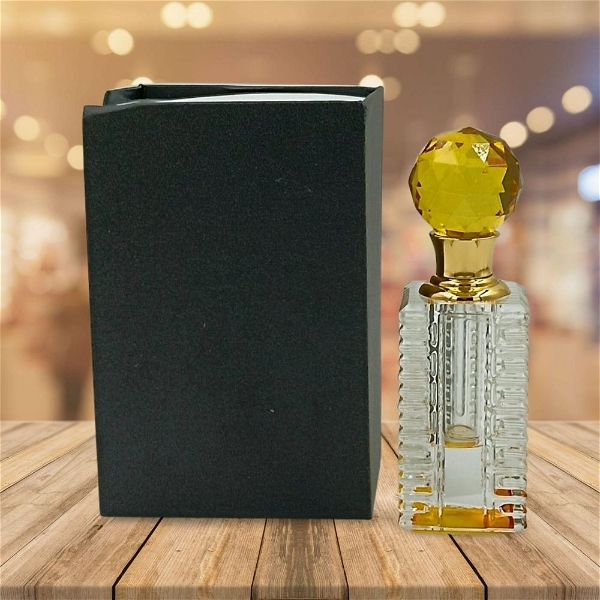Groovy Fragrances Exclusive Designer Crystal Empty Attar Bottle 6ml with Box - D6-Yellow