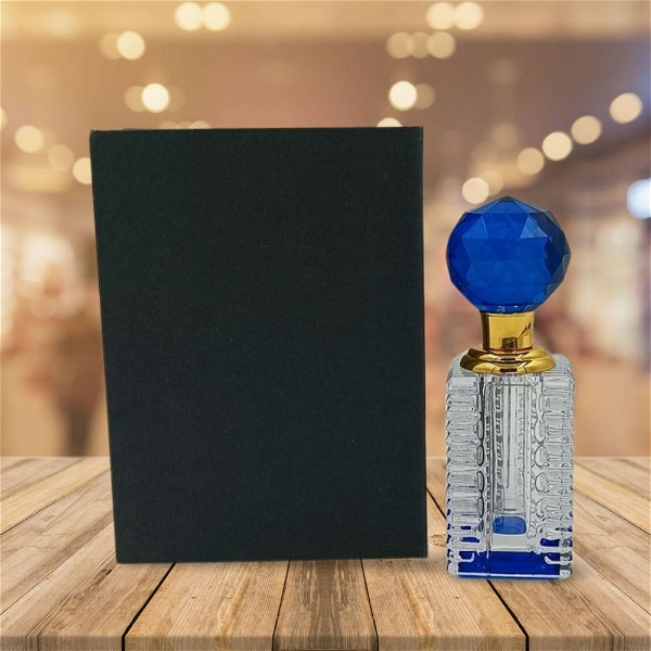 Groovy Fragrances Exclusive Designer Crystal Empty Attar Bottle 12ml with Box - D5-Blue