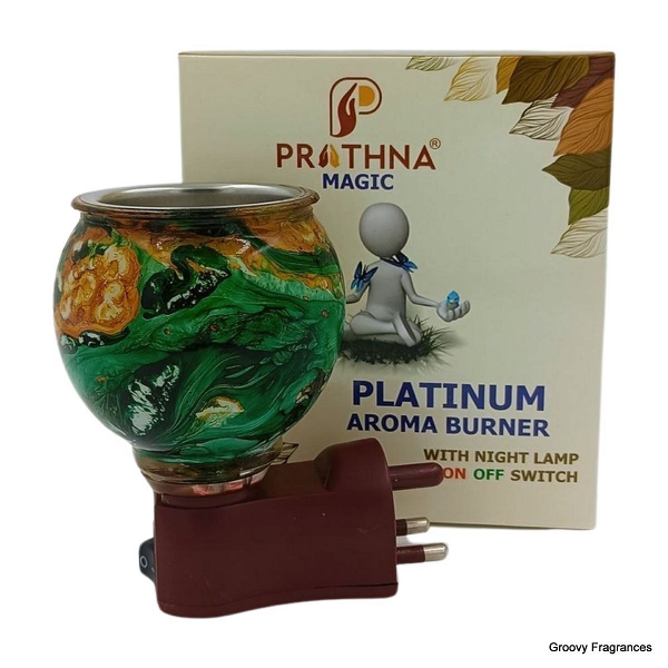 Prathna Platinium Electric Kapoor/Aroma/Bakhoor Burner for Home Fragrance with Night lamp Mirror Incense Holder P13 (Multicolor)