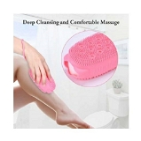 Silicone Bath Brush, Double Sided Body Scrubber , Silicone Shower Sponge , For Dead Skin Removal And Deep Cleaning Massage, Bath Tool , body wash for kids , loofah for bathing , body scrub for bathing , body brush having better cleaning , for removing stains , particle massage Housework cleaning , for Men, Women And Kid ( MultiColor ) - Bubble Soap Case, Pack Of 1