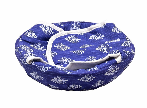 Hot Chapatti box with single zip | Roti Cotton Cloth Casserole | Basket | Washable with Chain | Roti Rumals with Multicolor - Cotton Roti Casserole, Pack Of 1