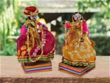 Handmade Recycled Material Rajasthani Dulha Dulhan Decorative Figurines for Home Decor/Home Furnishing/Figurine/Idol/Gifting Idol (Multicolour) - Dhula Dhulan, Pack Of 2 Piece Set