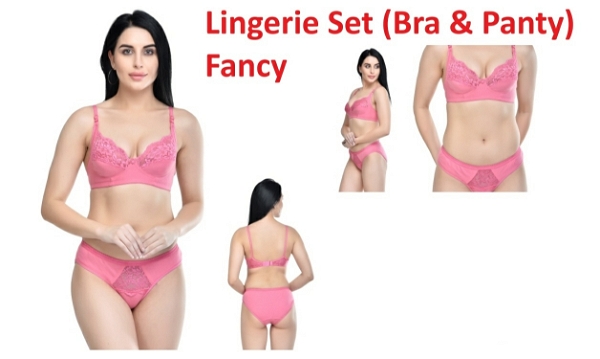 Women's Laced Bra and Panty Set | Beautiful Combo of Lingerie Set - Tickle Me Pink, Pack Of 1 Set, 38B
