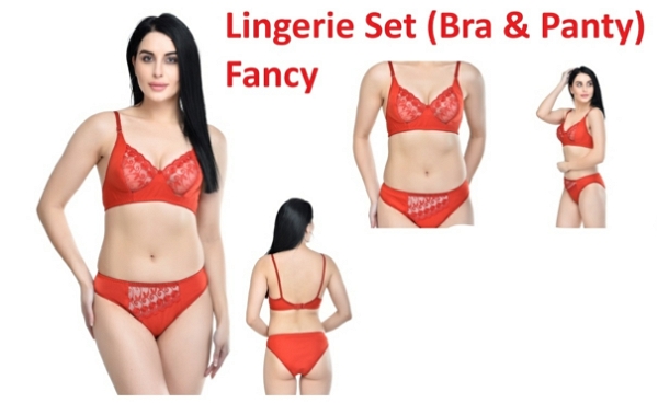 Women's Laced Bra and Panty Set | Beautiful Combo of Lingerie Set - Red, Pack Of 1 Set, 38B