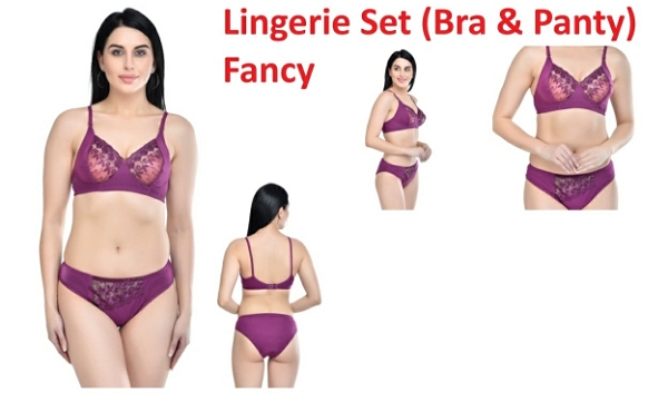 Women's Laced Bra and Panty Set | Beautiful Combo of Lingerie Set - Purple, Pack Of 1 Set, 36B