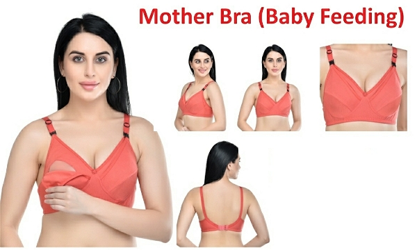 Women's Breastfeeding Maternity Full Cup Cotton Hosiery Feeding Bra  - Tickle Me Pink, 44C, Pack Of 1