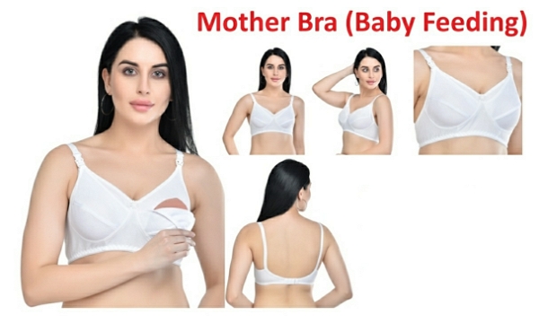Women's Breastfeeding Maternity Full Cup Cotton Hosiery Feeding Bra  - White, 34C, Pack Of 1