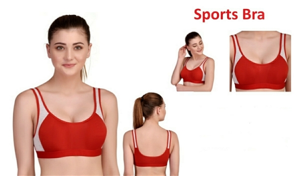 Women's Cotton Non Padded Daily Workout Sports Gym Bra  - 32B, Red, Pack Of 1