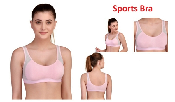 Women's Cotton Non Padded Daily Workout Sports Gym Bra  - 30B, Pink Lace, Pack Of 1