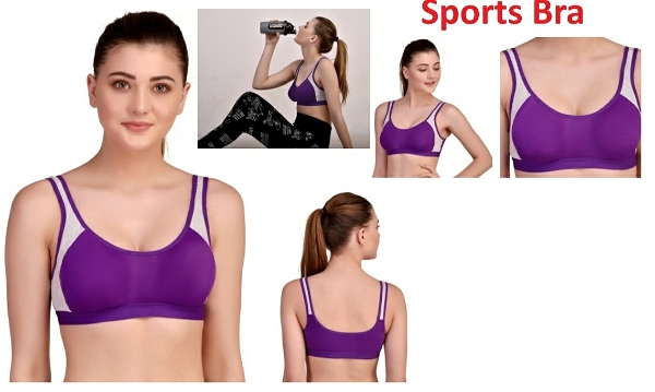 Women's Cotton Non Padded Daily Workout Sports Gym Bra  - 38B, Purple, Pack Of 1