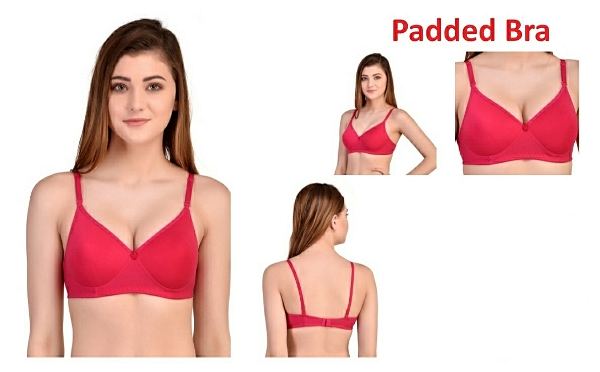 Women's Cotton & Polyester Lightly Padded Wire Free T-Shirt Bra - Red, T Shirt Bra, 30B